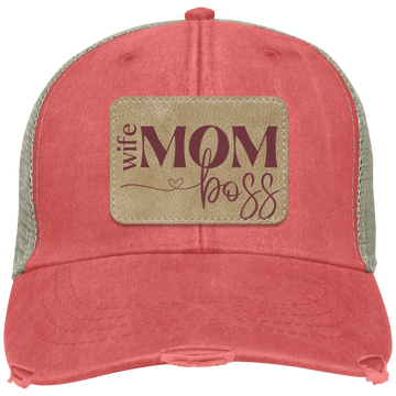 Wife Mom Boss DistressedCap