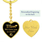 Mom - Love You - Graphic Heart Keychain