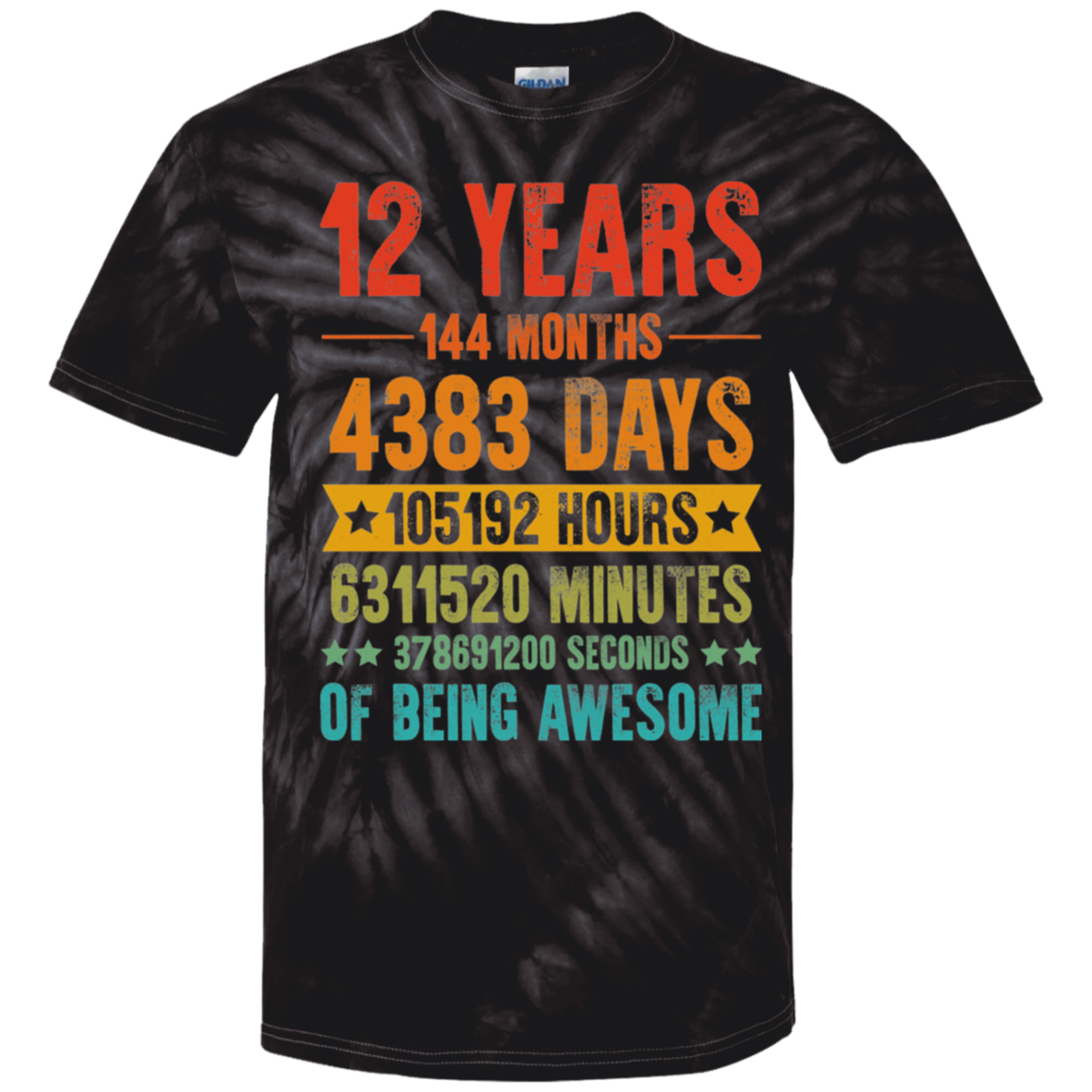 12 Years  Youth Tie Dye Unisex Tee