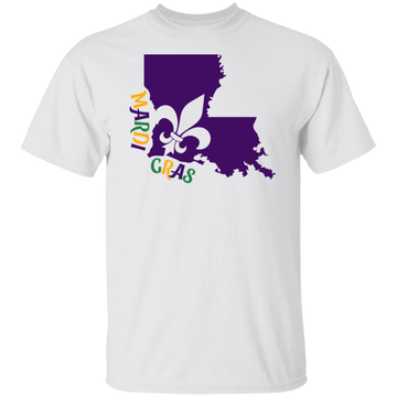 Mardi Gras Louisiana Map Unisex Tee