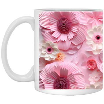 Floral 11 oz. White Mug