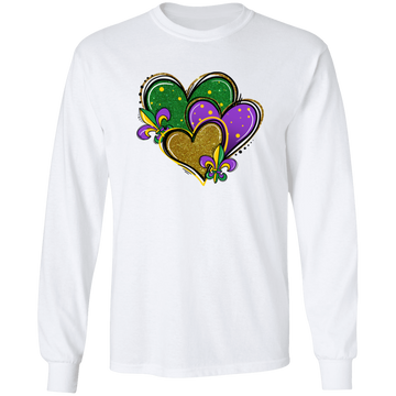 Mardi Gras Hearts Unisex Long Sleeve Tee