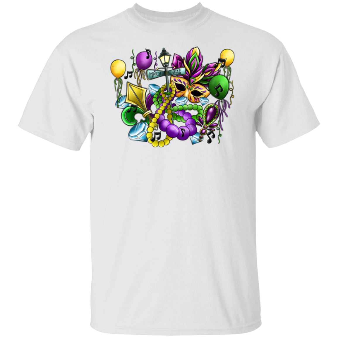 Mardi Gras Mask Beads Unisex Tee