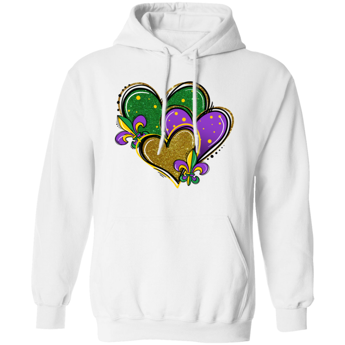 Mardi Gras Hearts Unisex Hoodie