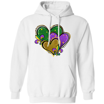 Mardi Gras Hearts Unisex Hoodie