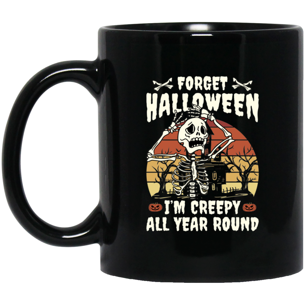Creepy Halloween 11 oz. Black Mug