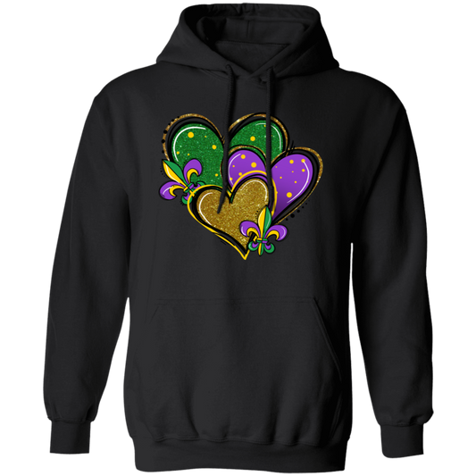 Mardi Gras Hearts Unisex Hoodie