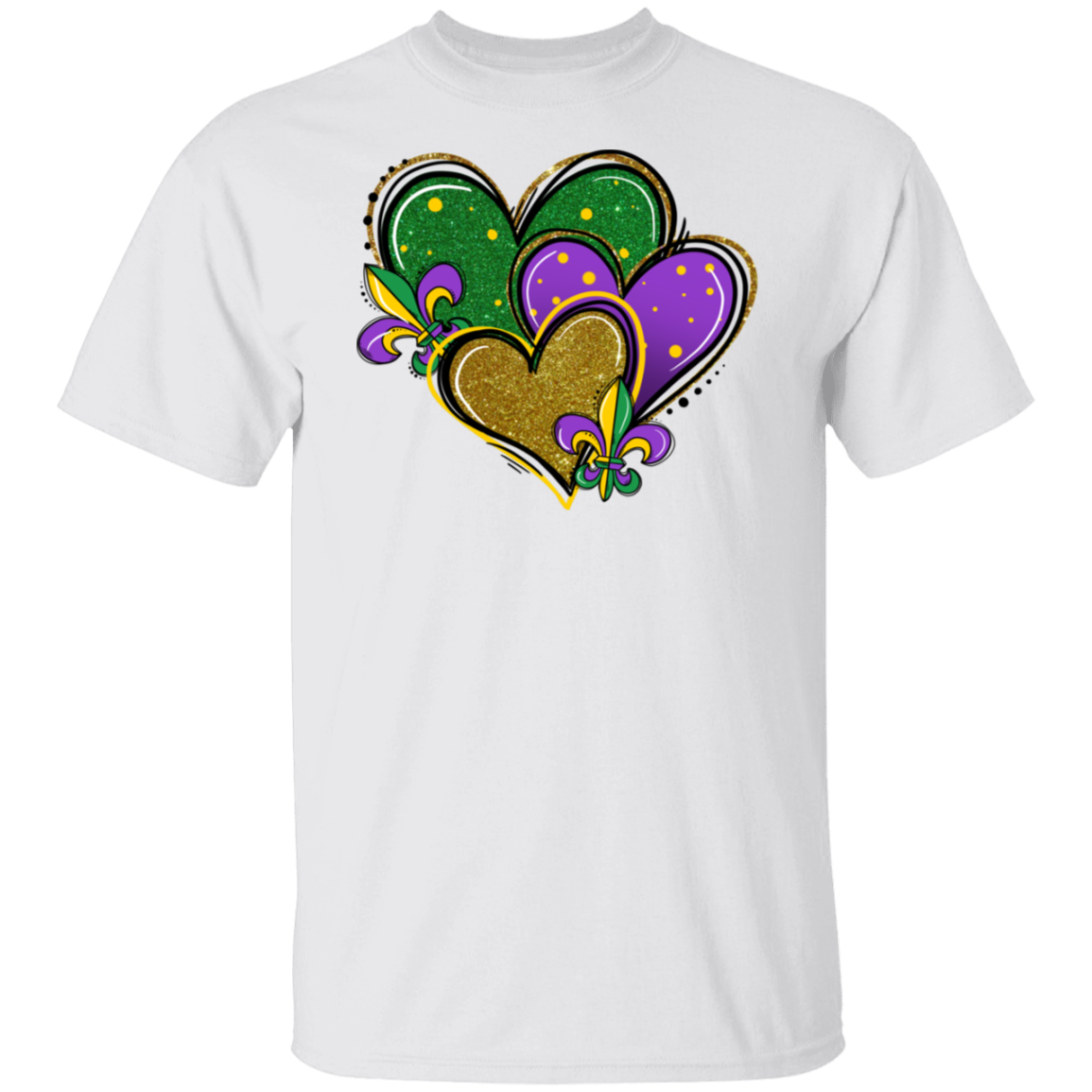 Mardi Gras Hearts Unisex Tee