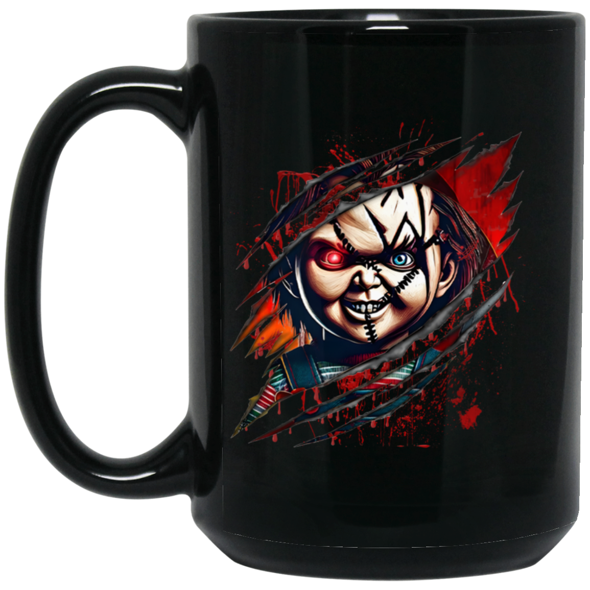 Creepy Chucky 15oz Black Mug