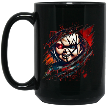 Creepy Chucky 15oz Black Mug