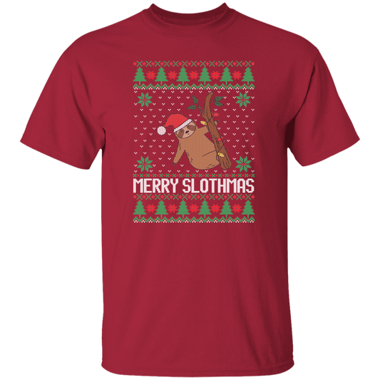 Merry Slothmas Ugly Christmas Unisex Tee