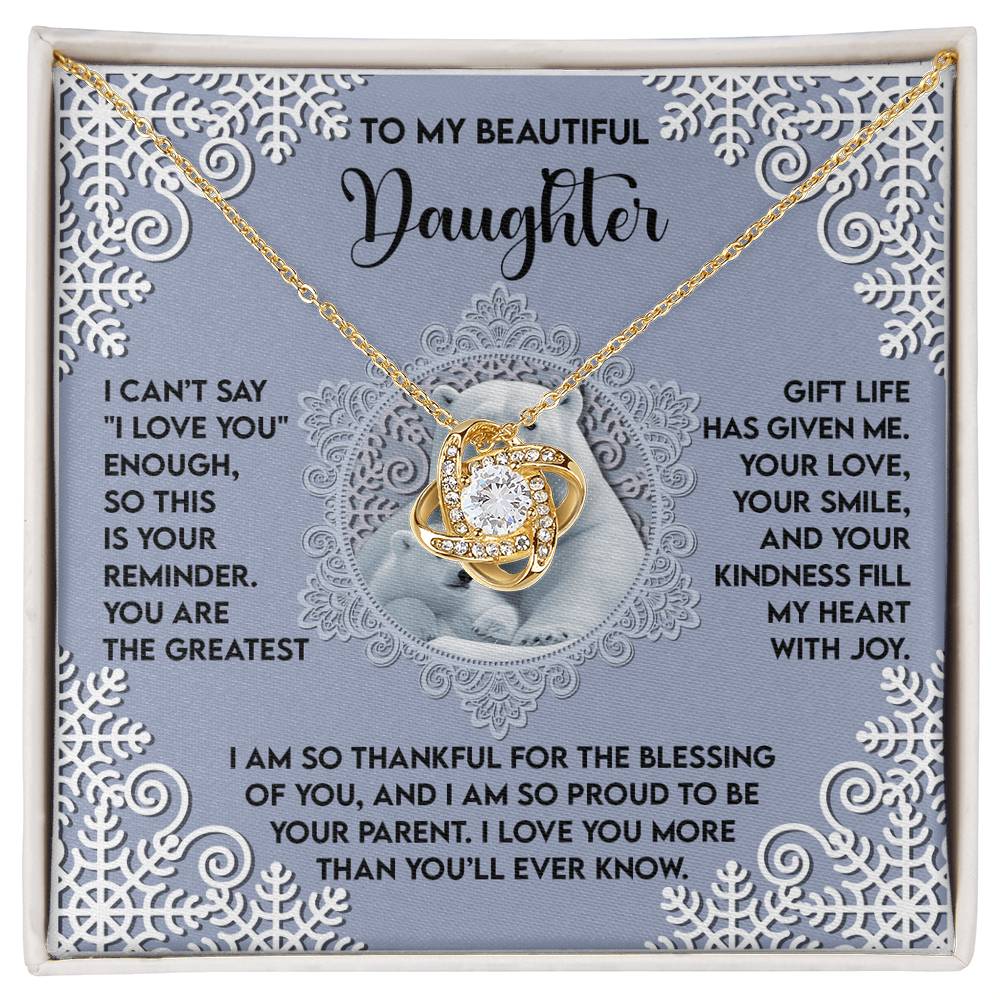 Daughter-Fill My Heart-Love Knot Necklace