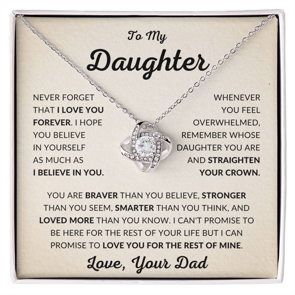 Daughter - Stronger - Love Knot Necklace