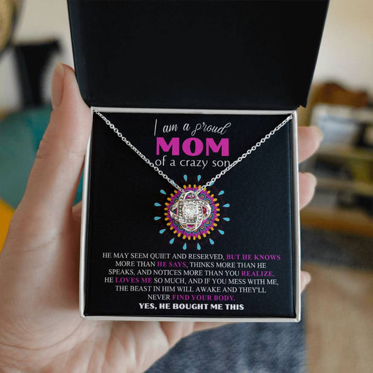 Mom-Proud Mom-Love Knot Necklace