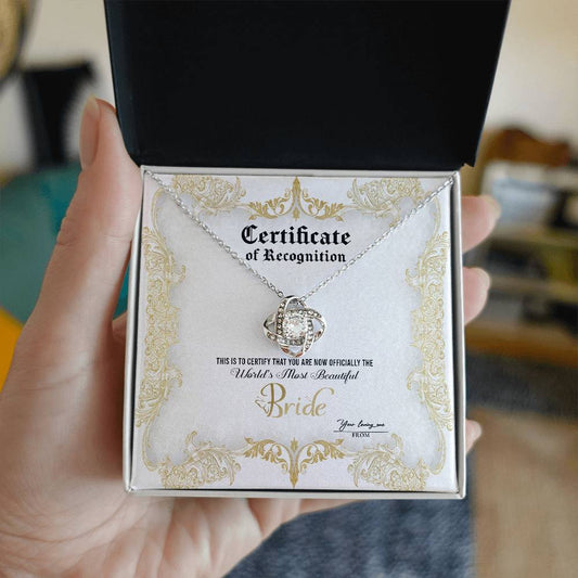 Bride-Certificate Of Achievement-Love Knot Necklace