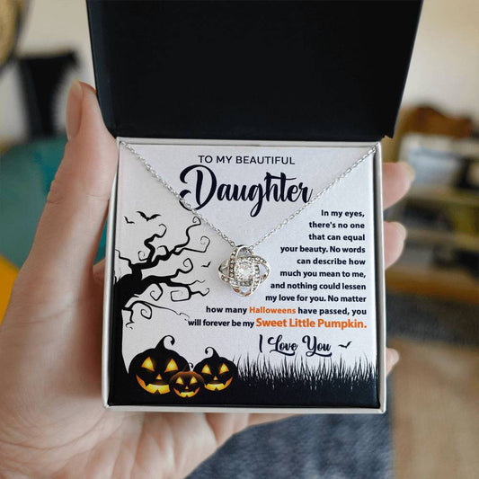 Daughter-Sweet Little Pumpkin-Love Knot Necklace