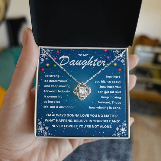 Daughter-Keep Moving Forward- Love Knot Necklace
