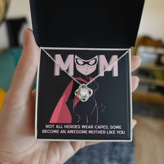 Mom-An Awesome Mother-Love Knot Necklace