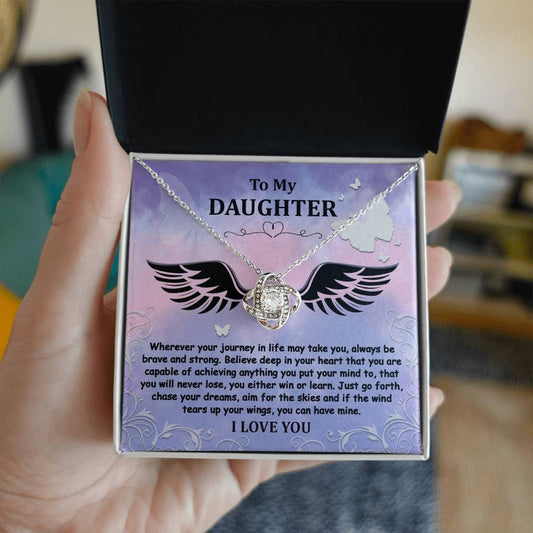 Daughter-Brave And Strong-Love Knot Necklace