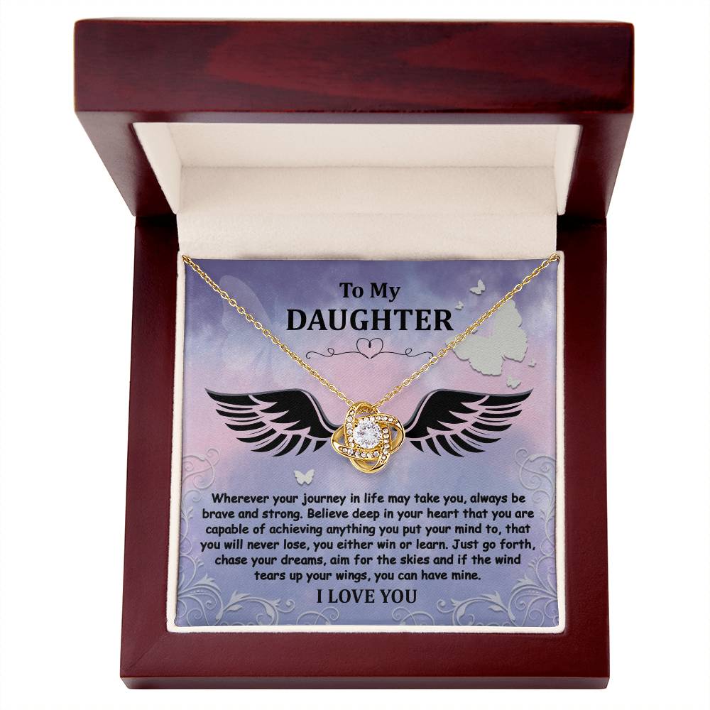 Daughter-Brave And Strong-Love Knot Necklace