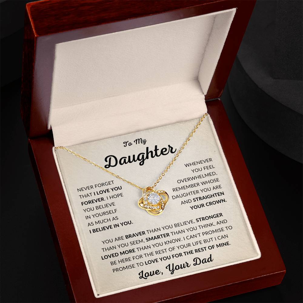 Daughter - Stronger - Love Knot Necklace