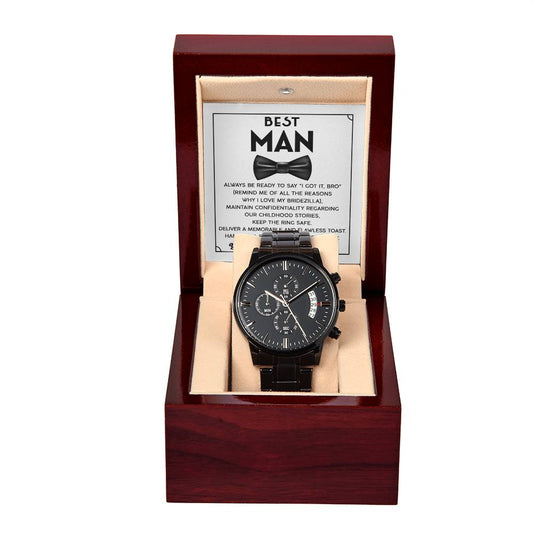 Best Man - Always Be Ready - Black Chronograph Watch