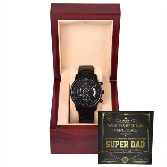 Dad-Super Dad Certificate-Metal Chronograph Watch