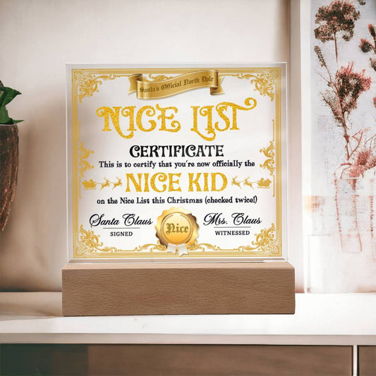 Christmas-Nice List Certificate-Acrylic