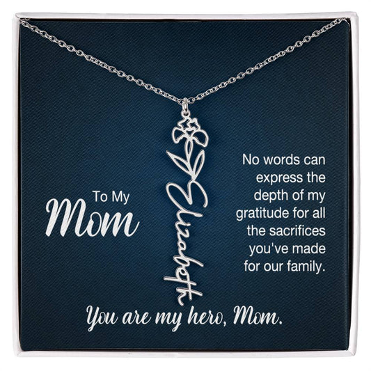 Mom - Gratitude - Flower Name Necklace