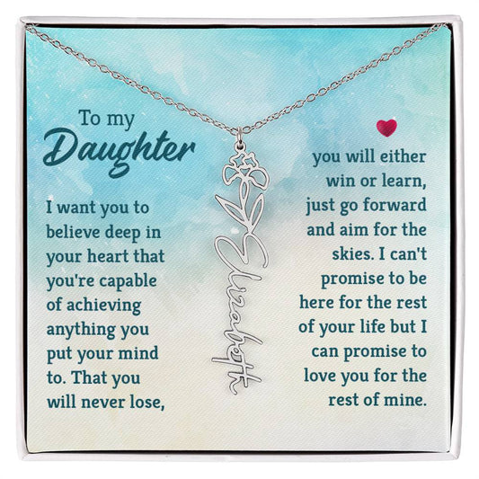 Daughter - Win or Learn - Flower Name Necklace