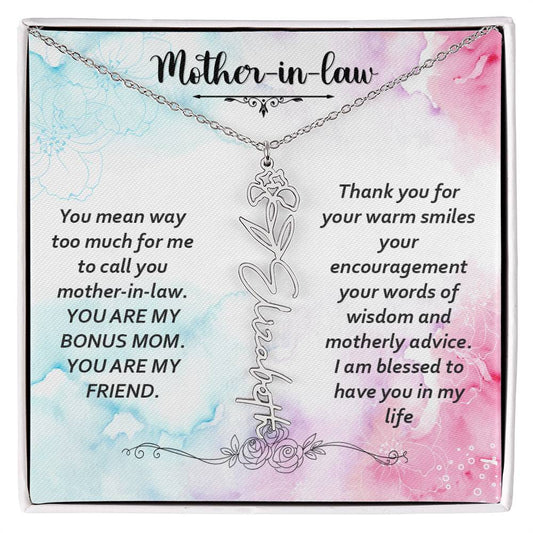 Mother in Law - Warm Smiles - Flower Name Necklace