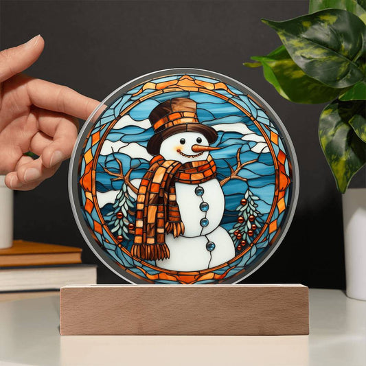 Stained Glass Snowman-Acrylic Circle