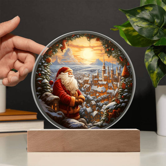 Santa And Town-Acrylic Circle