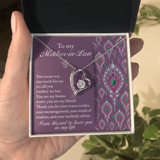 Mother-In-Law-Words Of Wisdom-Forever Heart Necklace