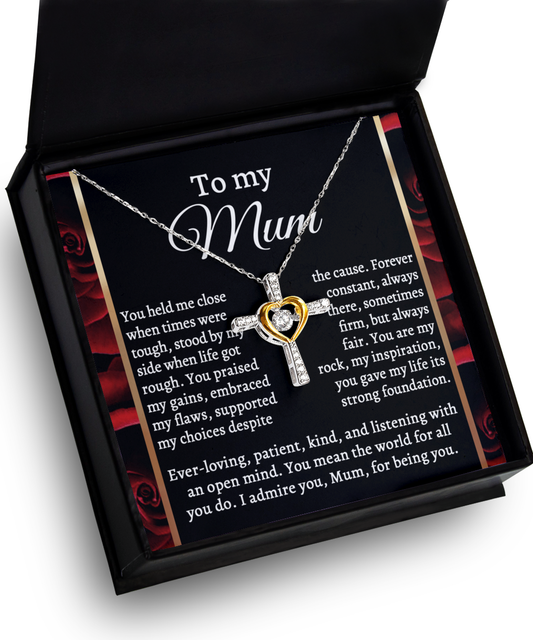 Mom-By My Side-Cross Dancing Necklace