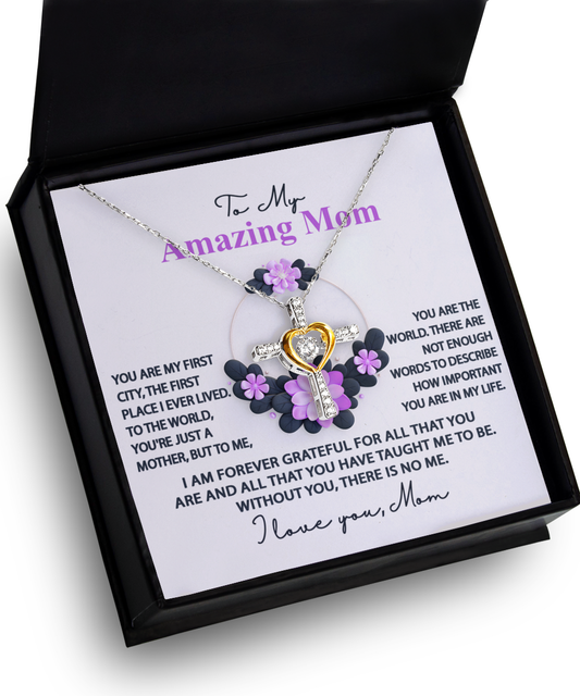 Mom-Forever Grateful-Cross Dancing Necklace