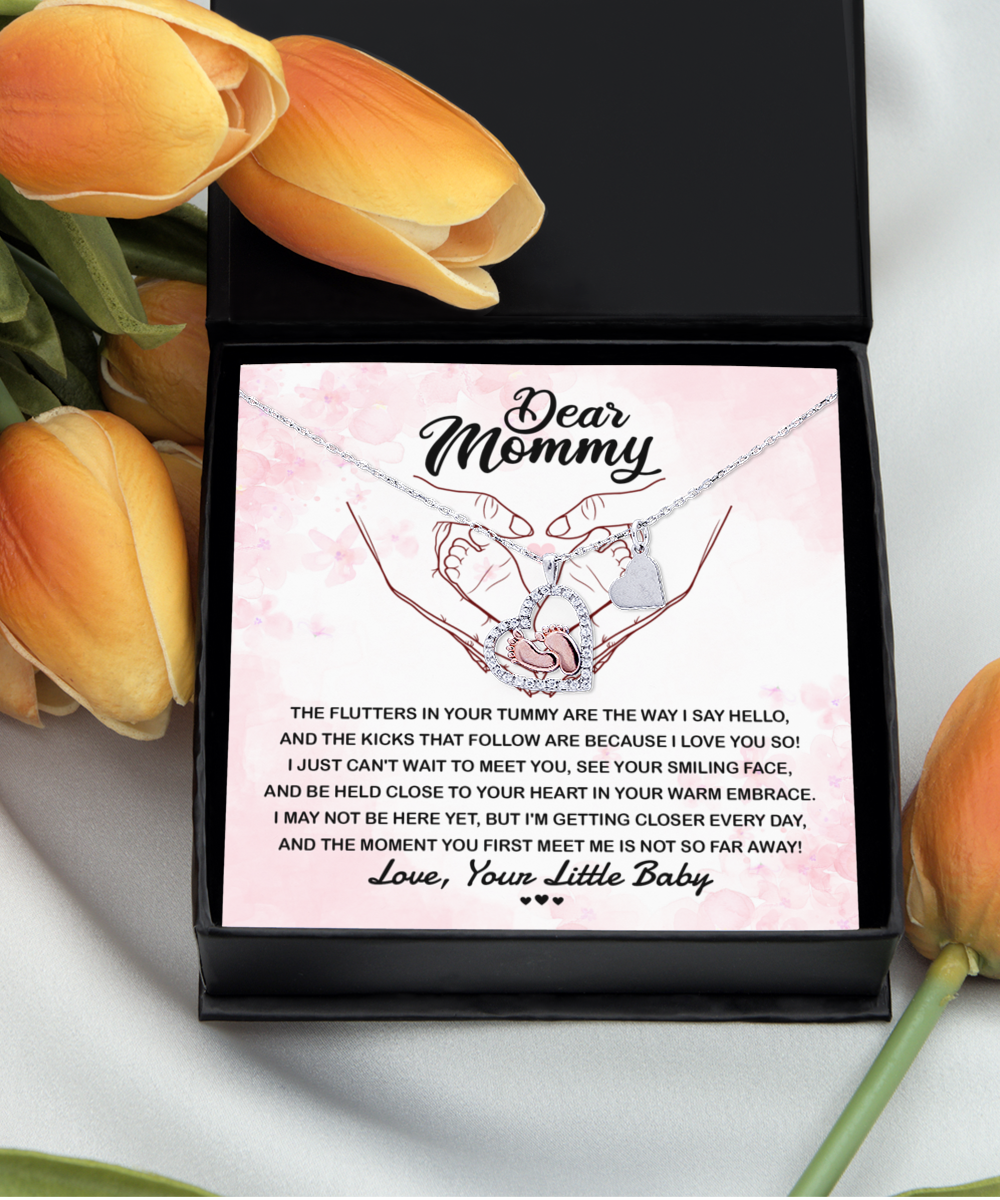 Mommy-I Love You-Baby Feet Necklace