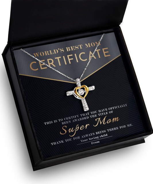 Mom-Best Mom Certificate-Cross Dancing Necklace