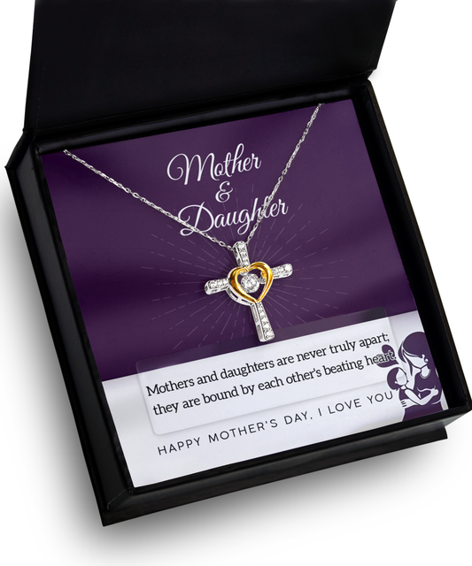 Mom Daughter - Never Apart - Cross Dancing Necklace