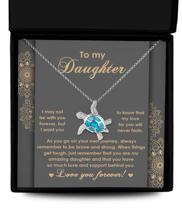 Daughter-Brave And Strong 2-Opal Turtle Necklace