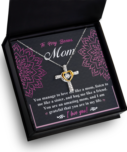 Bonus Mom-An Amazing Mom-Cross Dancing Necklace