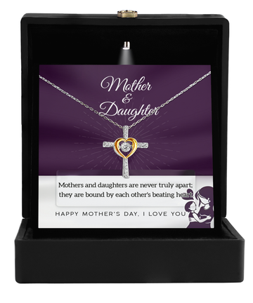 Mom Daughter - Never Apart - Cross Dancing Necklace