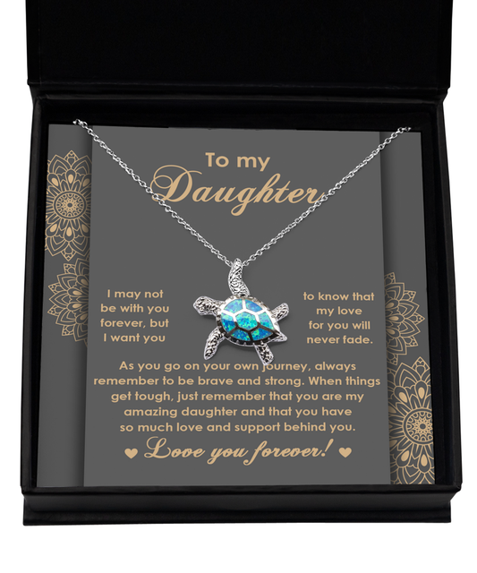 Daughter-Brave And Strong 2-Opal Turtle Necklace