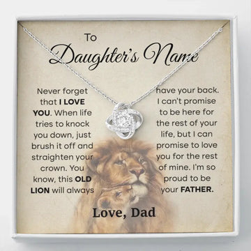 Personalized - Daughter - Old Lion - Love Knot Necklace