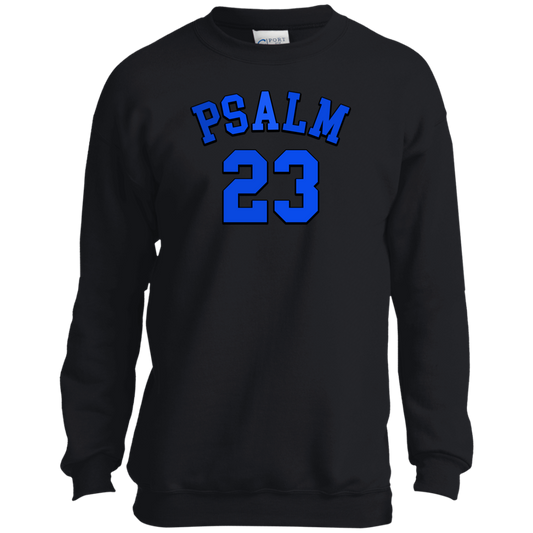 Psalm 23 Youth Blue Unisex Crewneck Sweatshirt