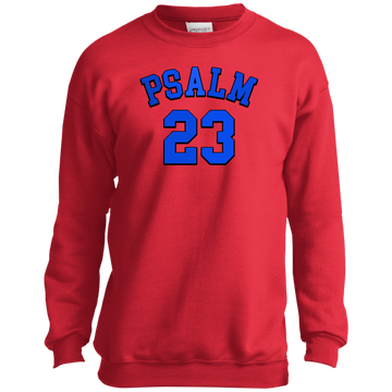 Psalm 23 Youth Blue Unisex Crewneck Sweatshirt