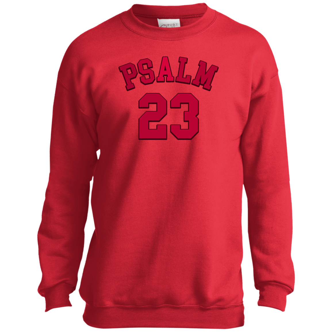 Psalm 23 Youth Red Unisex Crewneck Sweatshirt