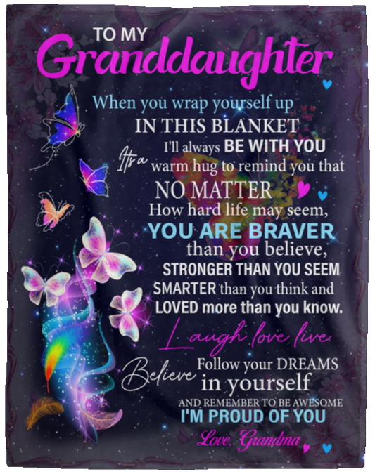 Granddaughter Believe Plush Fleece Blanket