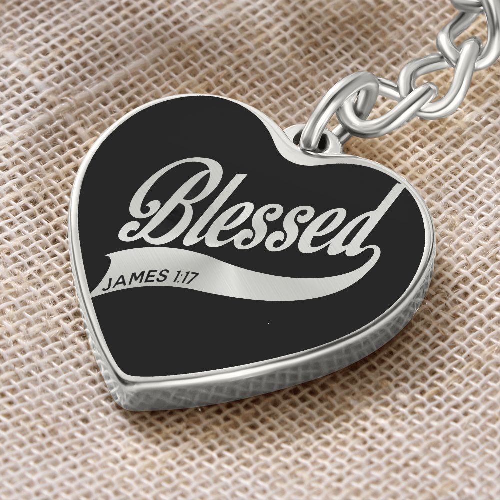 Blessed - Graphic Heart Keychain