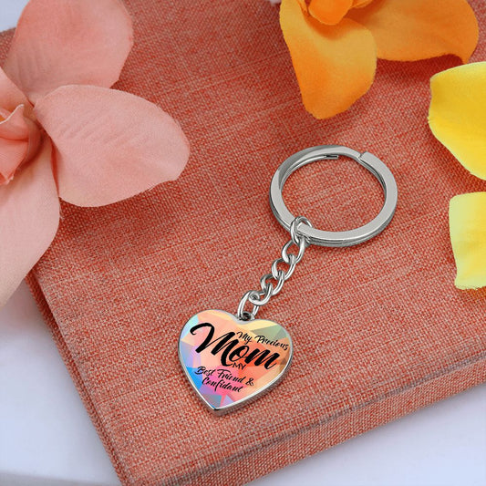 Mom - Best Friend - Graphic Heart Keychain